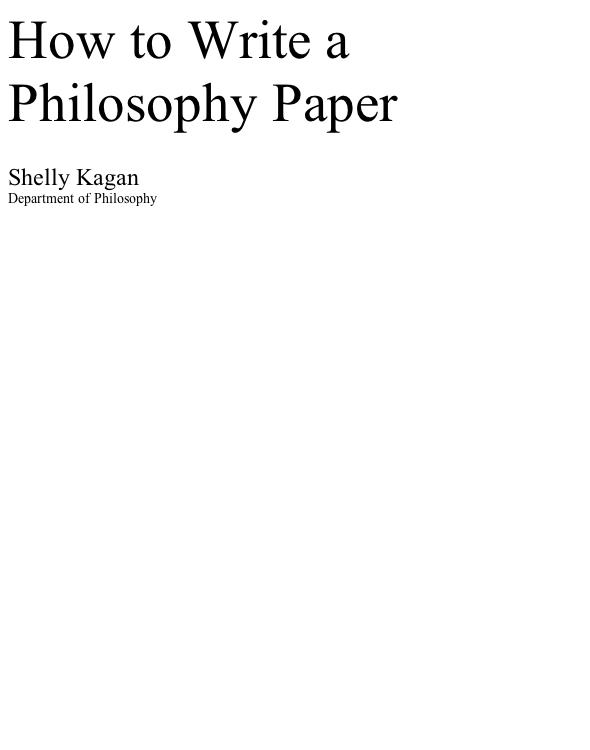 How to Write a Philosophy Paper