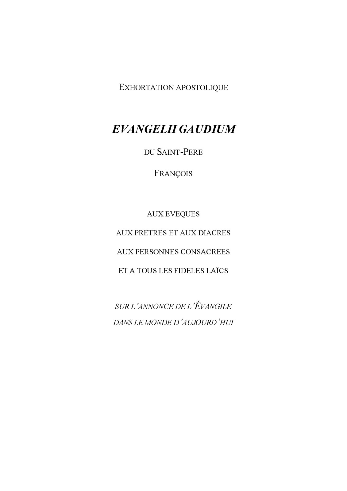 Evangelii Gaudium