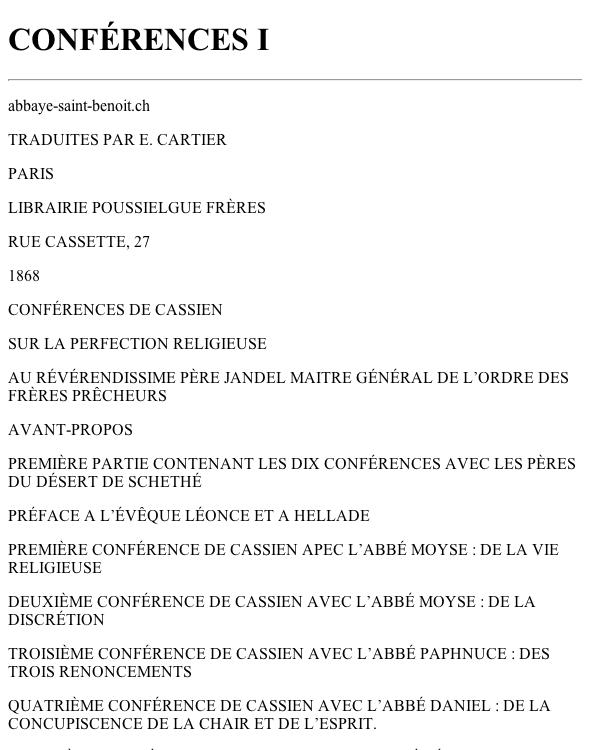 CONFÉRENCES I